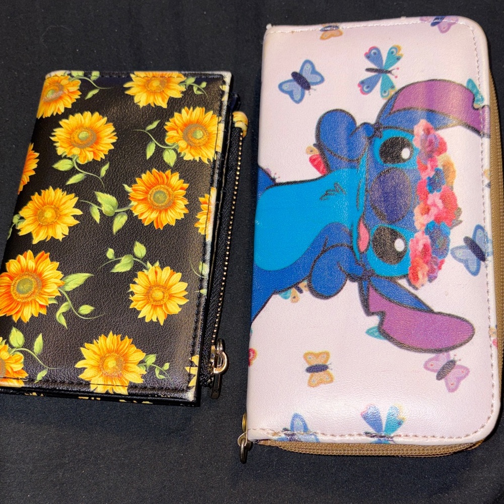 Sunflower and Cartoon Character Wallet Set